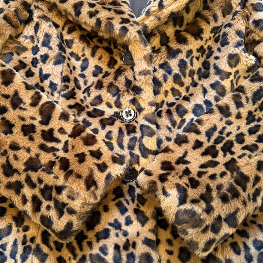 Banana Republic Y2K Safari Leopard Print Faux Fur Jacket, Sz S - Picture 12 of 15